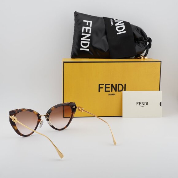 Fendi FE40014U 55F Cat Eye Sunglasses - Havana with FF Pattern/Brown main image 7